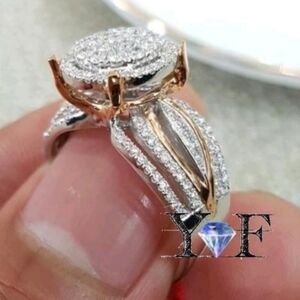 NEW Sophisticated Halo Gold Silver CZ Pave SZ 7 Ring Heavy Statement Bold